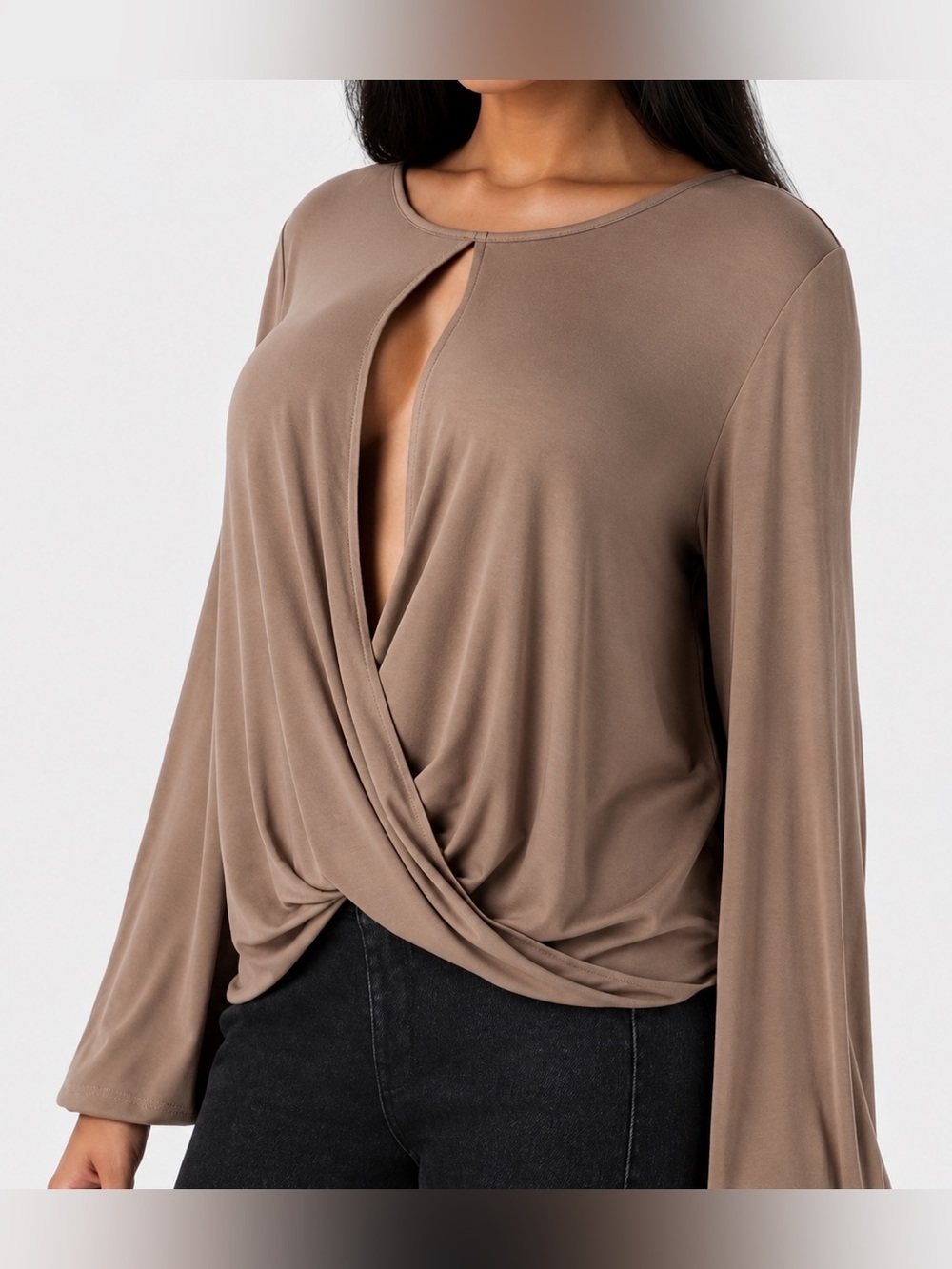 Halara NWT brown crossover cut out top, small